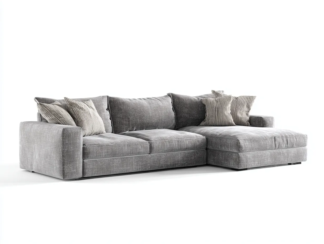 Sofá rinconera de tela - tejido tapizado - 280x170x85 cm - gris - para salón - diseño moderno