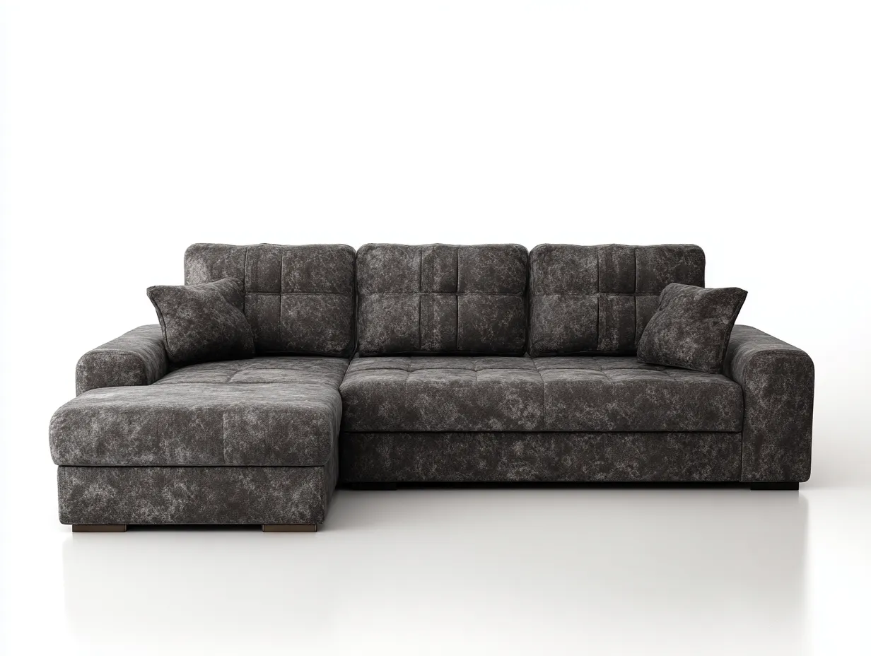 Sofá rinconera de tela - tejido tapizado - 260x165x85 cm - gris oscuro - para salón - estilo contemporáneo