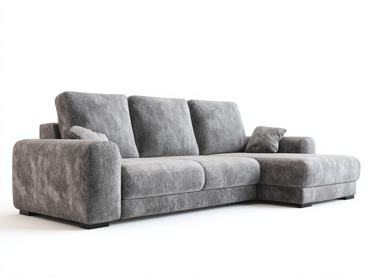 Sofá rinconera tapizado en tela 280x170x90 cm - gris - apto para salón - diseño moderno