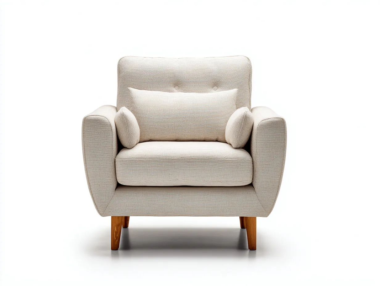 Sillón tapizado en tela 90x85x92 cm - beige/color natural - apto para salón - diseño moderno