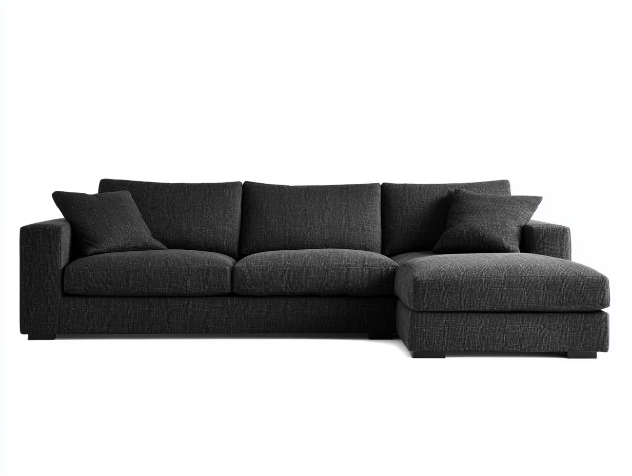 Sofá rinconera tapizado - tela - 260x160x85 cm - blanco - para salón - diseño contemporáneo