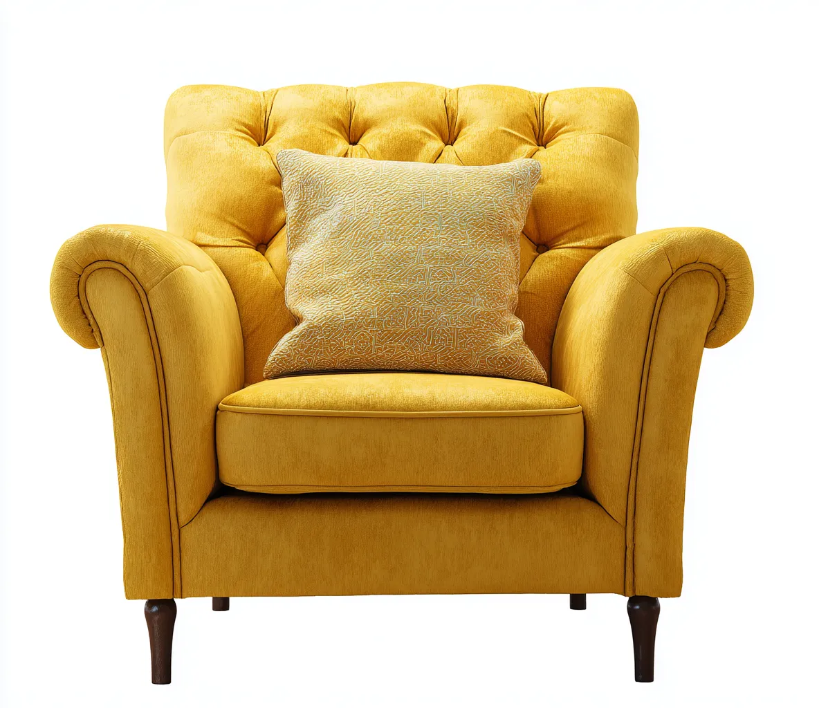 Sillón tapizado en tela 85x80x95 cm - amarillo - apto para salón - diseño clásico