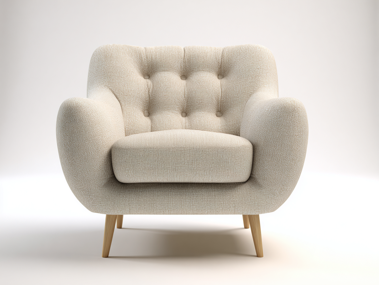 Sillón tapizado en tela 90x85x90 cm - beige/color natural - apto para salón - diseño moderno