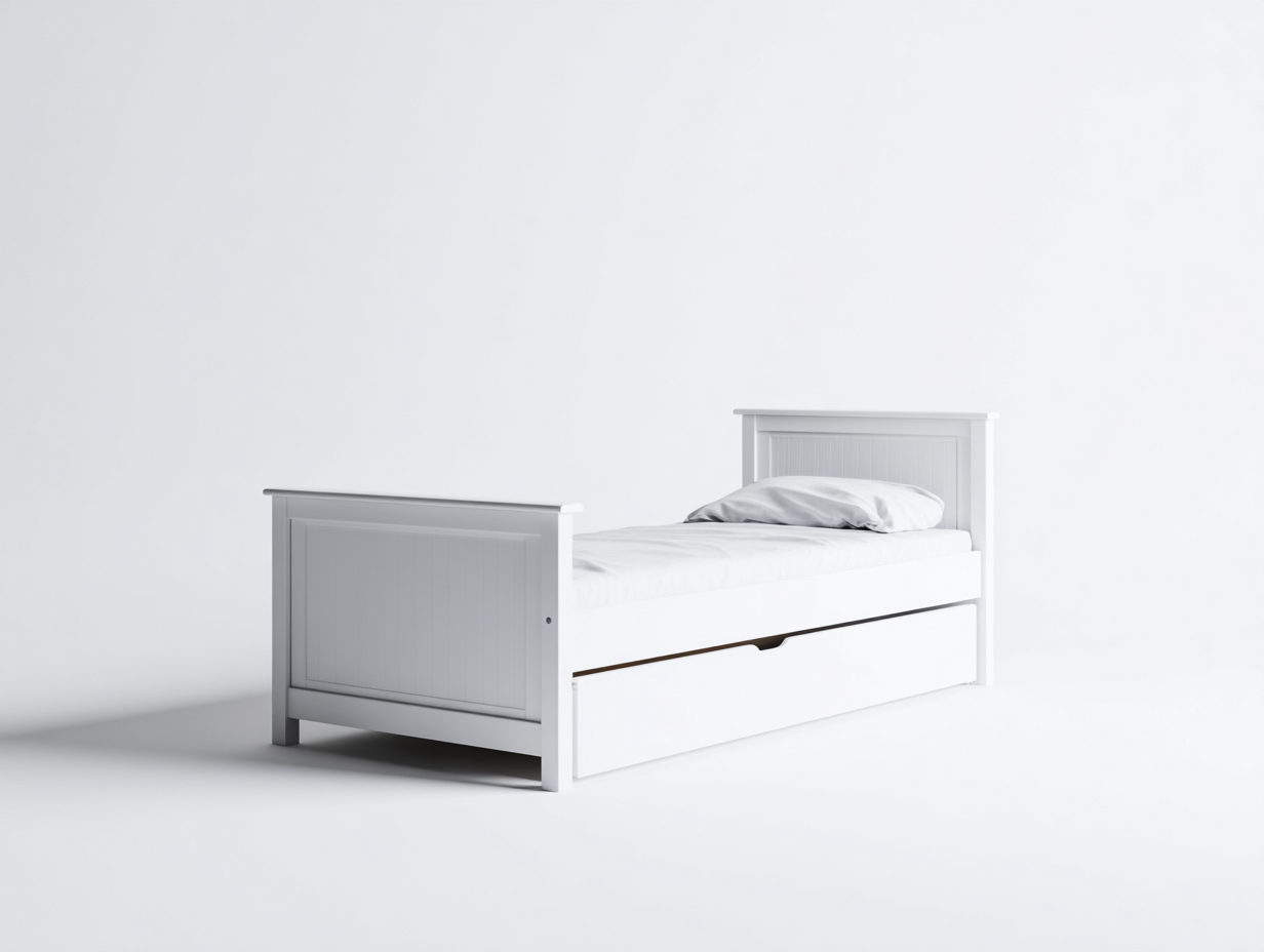 Cama individual de madera 200x100x95 cm - blanco - con espacio de almacenamiento - diseño moderno