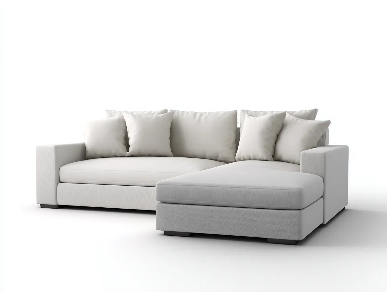 Sofá rinconera tapizado - tela - 260x160x85 cm - blanco - para salón - diseño contemporáneo