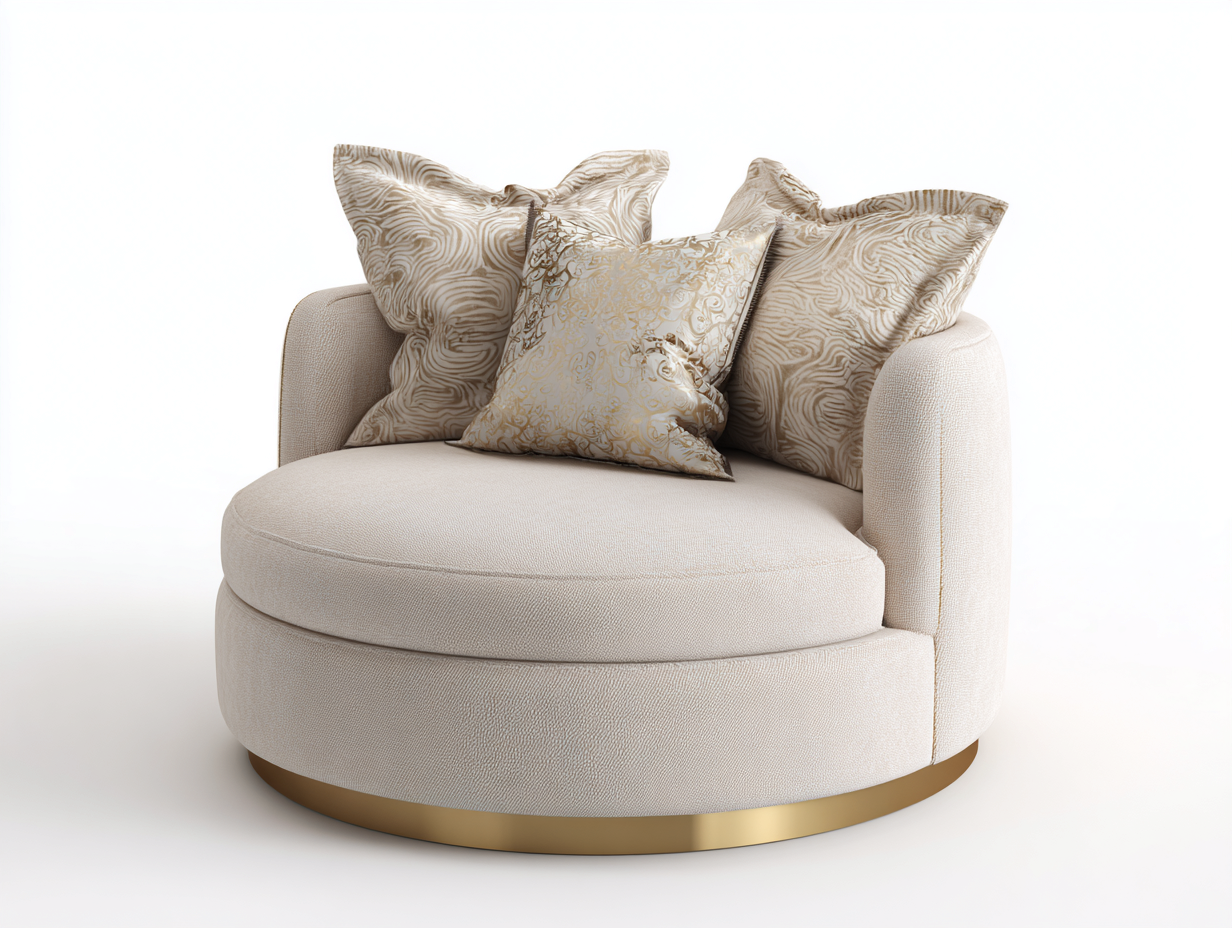 Sillón tapizado en tela 100x100x75 cm - beige/dorado - apto para salón - diseño moderno
