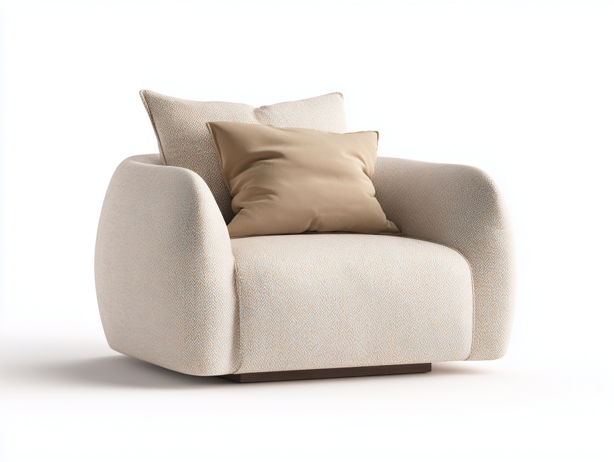 Sillón tapizado en tela 90x85x95 cm - beige - apto para salón - diseño moderno