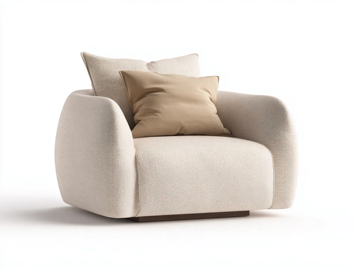 Sillón tapizado en tela 90x85x95 cm - beige - apto para salón - diseño moderno