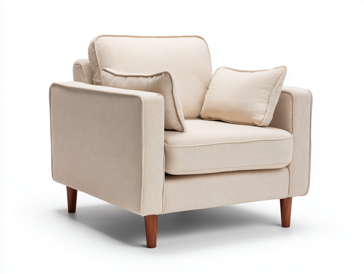 Sillón tapizado en tela 92x88x90 cm - beige/marrón oscuro - apto para salón - diseño moderno