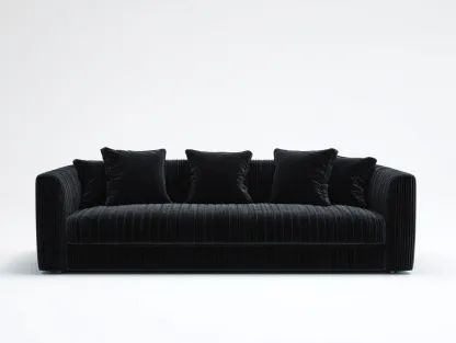 Sofá 3 plazas de tela 225x100x85 cm - negro - para sala de estar - diseño moderno