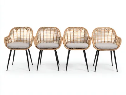 Conjunto de sillones con reposabrazos 55x58x82 cm - marrón claro/gris claro/negro - para comedor - diseño moderno-Luxeovae