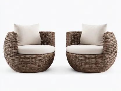 Conjunto de sillones 85x80x78 cm - ratán sintético - marrón oscuro/beige - aptos para jardín - diseño envolvente-Luxeovae