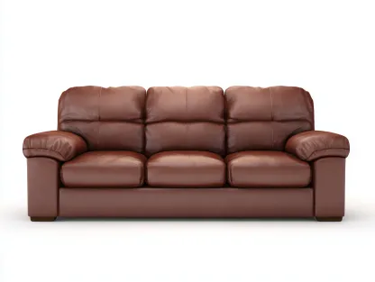 Sofá 3 plazas de cuero auténtico 215x98x92 cm - marrón - para sala de estar - diseño acolchado-Luxeovae