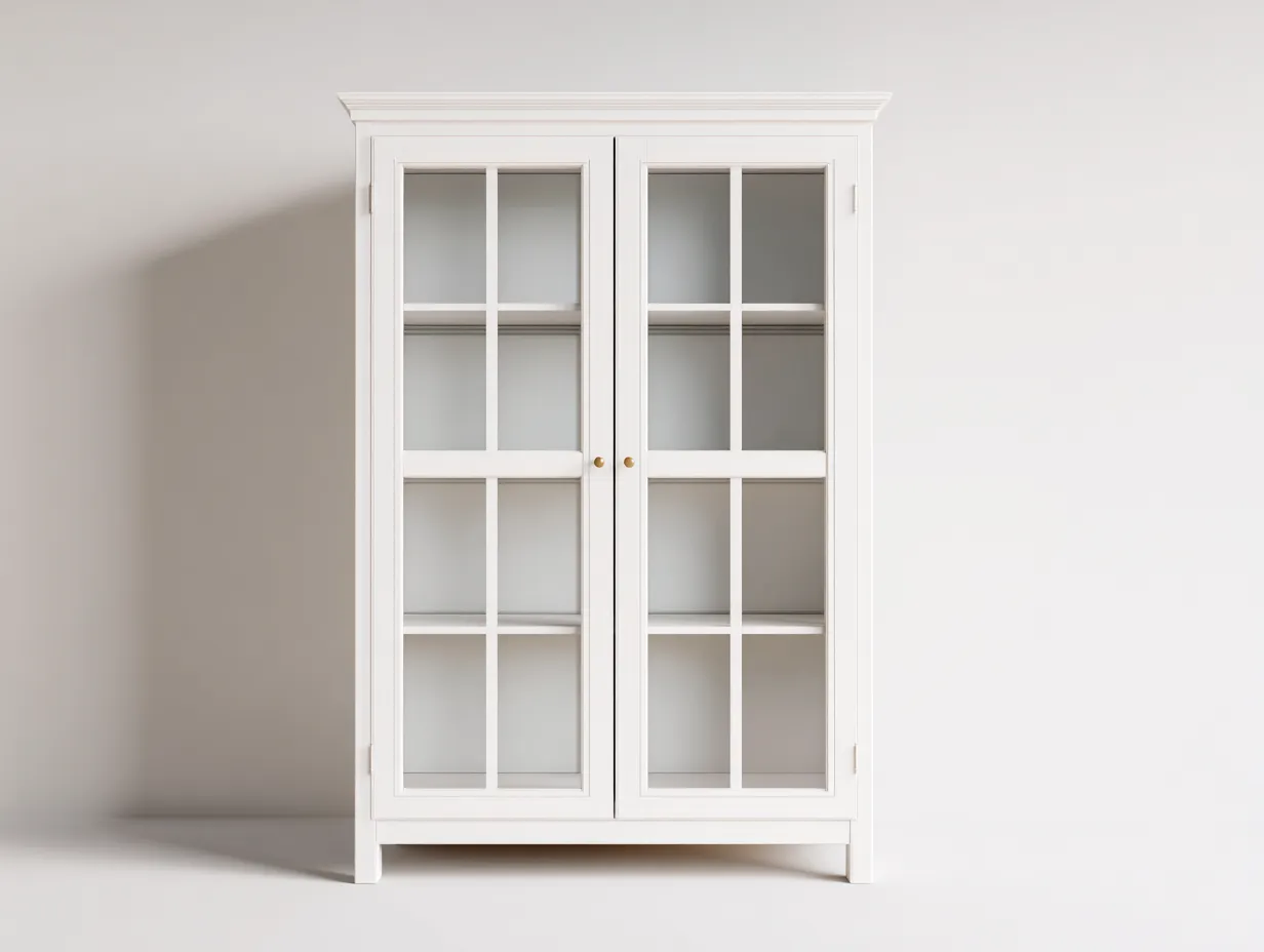 Vetrina in legno 100x40x185 cm - bianco - adatta per soggiorno - design classico-Homelyive