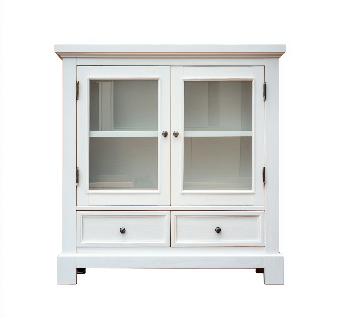 Vetrina - legno e vetro - 90x38x90 cm - bianco - per soggiorno - stile moderno-Homelyive