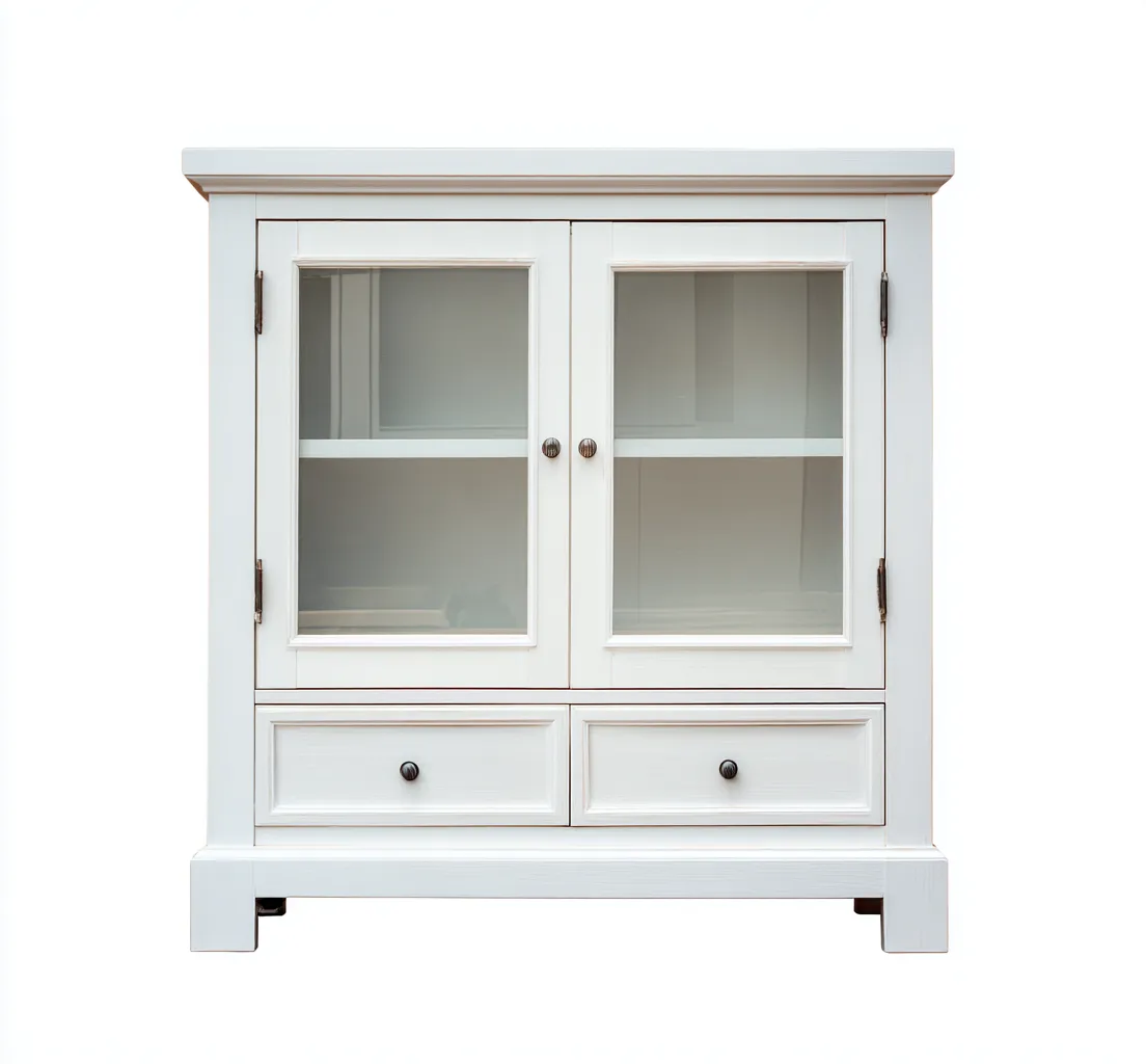 Vetrina - legno e vetro - 90x38x90 cm - bianco - per soggiorno - stile moderno-Homelyive