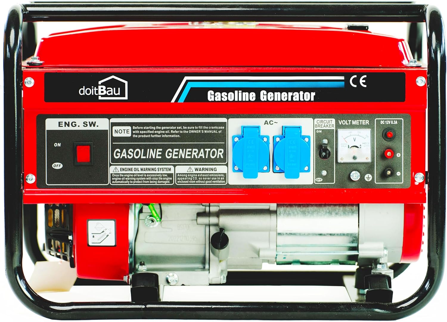Generatore di corrente a benzina da 3000 W, motore a 4 tempi, serbatoio da 15 l, durata 10 ore, ideale per cantieri, campeggio e elettricita di emergenza-Homelyive