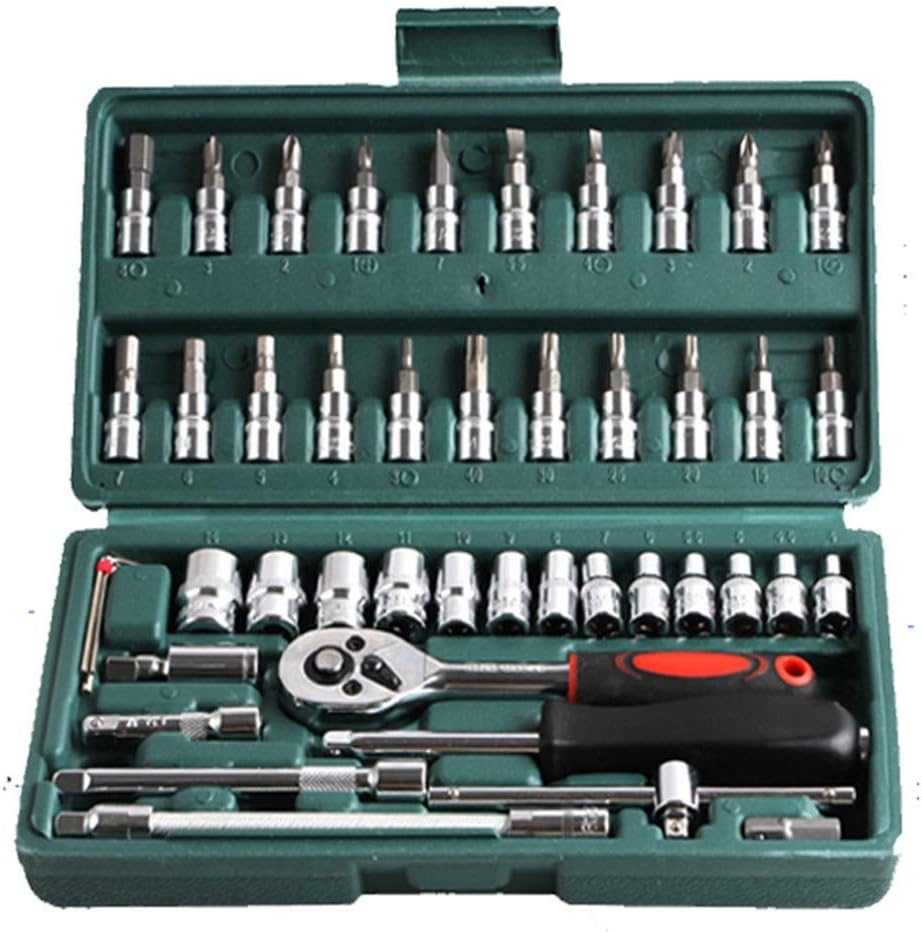 46 Pezzi Combinazione di Strumenti per Prese per Auto Riparazione Automatica Set di Chiavi Set di Chiavi Kit di Riparazione Strumenti Hardware Chiavi-Homelyive