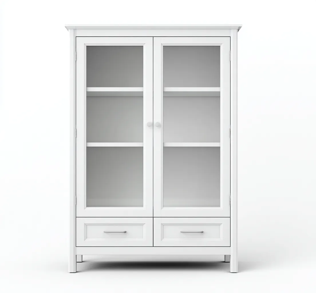 Vetrina - legno e vetro - 88x38x170 cm - bianco - per soggiorno - stile moderno-Homelyive