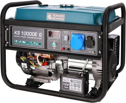 Generatore ibrido a benzina e gas KS 10000E G Serie DUAL FUEL potenza massima 8000W, 1x16A, 1x32 230V , 12V, regolatore automatico di tensione AVR , protezione sovraccarico e cortocircuito-Homelyive