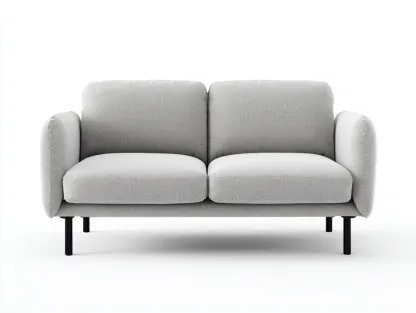 Divano 2 posti - tessuto - 160x85x82 cm - grigio chiaro/nero - per soggiorno - design moderno-Homelyive