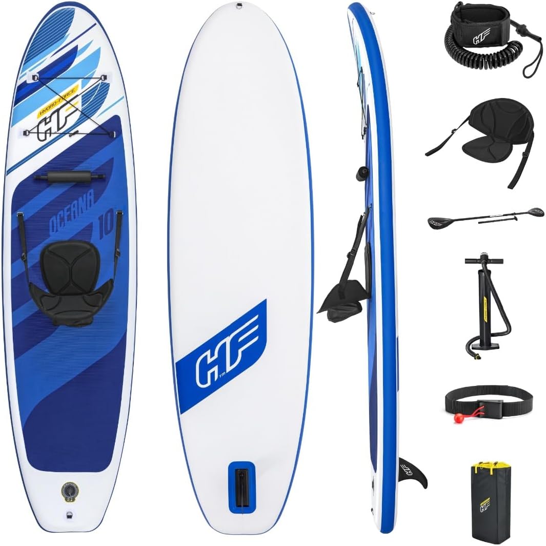 Hydro-Force SUP - Tavola gonfiabile per stand up paddle, set completo con kit di conversione kayak, diversi stili-Homelyive