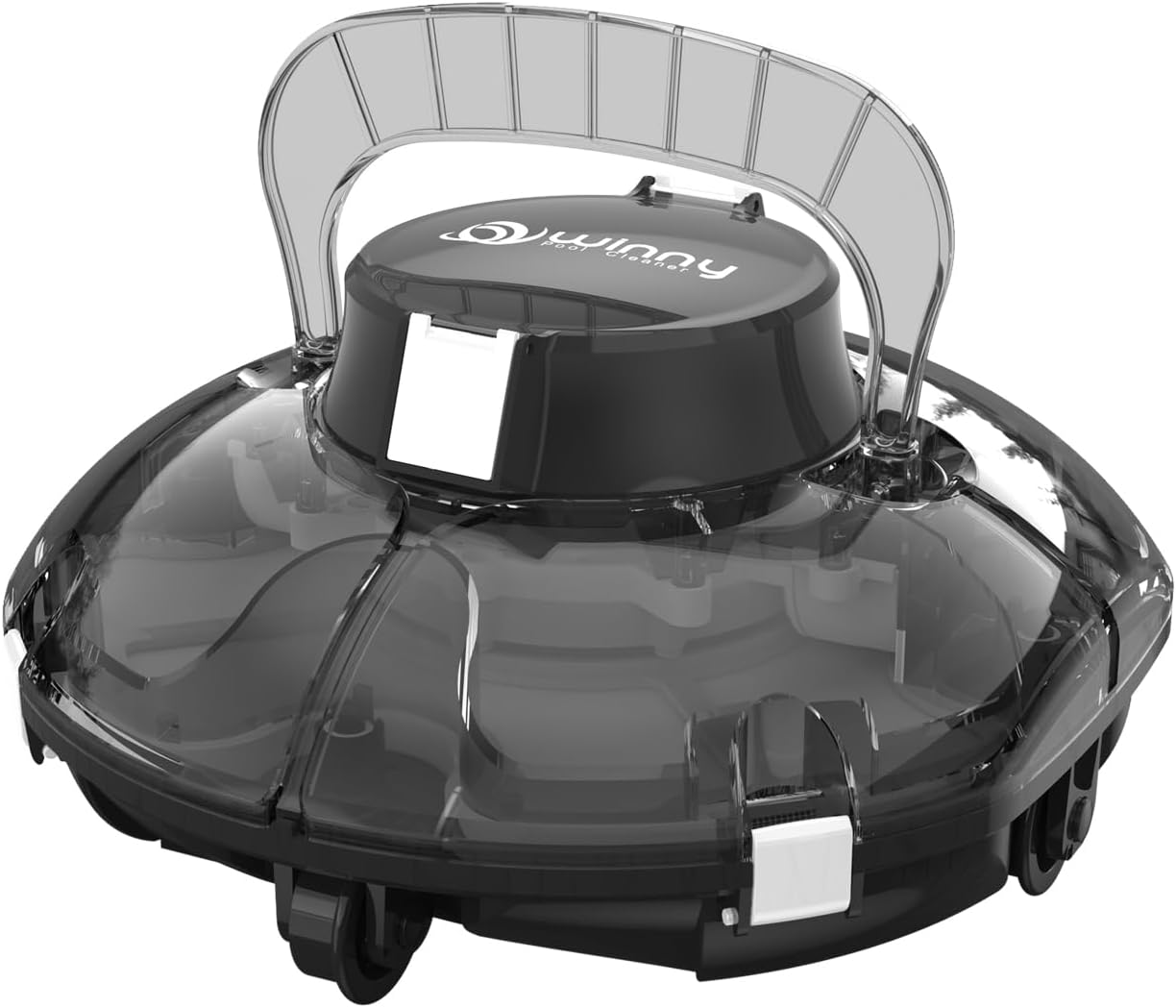 WINNY POOL CLEANER Winny 200 Robot Piscina, Piscina Senza Fili con Batteria, Autonomia 75 Min per Piscine Fuori Terra 60 m2, Doppia Filtrazione, Parcheggio Automatico Trasparente Nero-Bianco-Homelyive