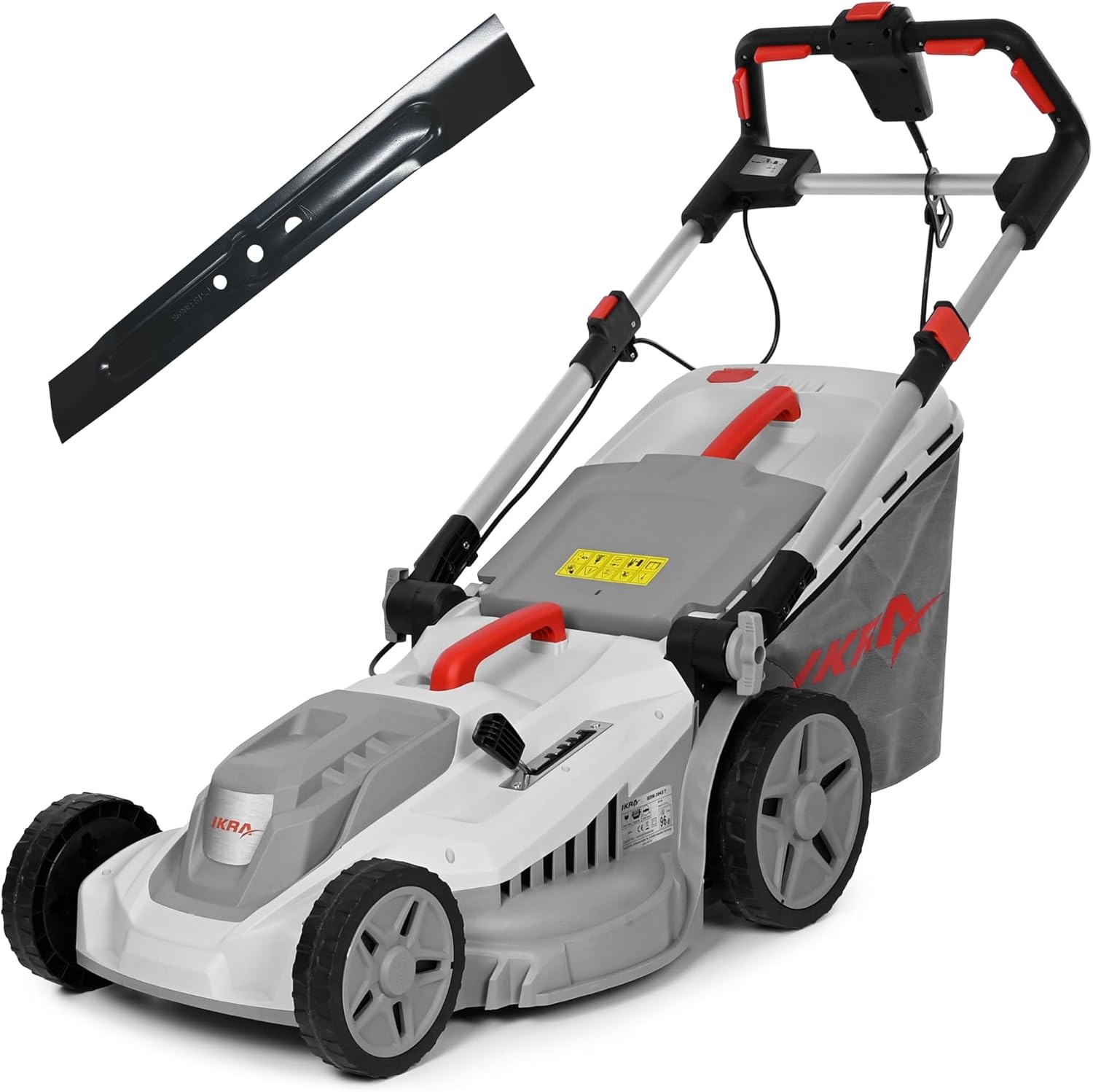 IKRA tosaerba elettrico IERM 2043 T, 2000W, altezza di taglio 30-75mm, larghezza di taglio 43cm, inclusa lama di ricambio e kit mulching-Homelyive