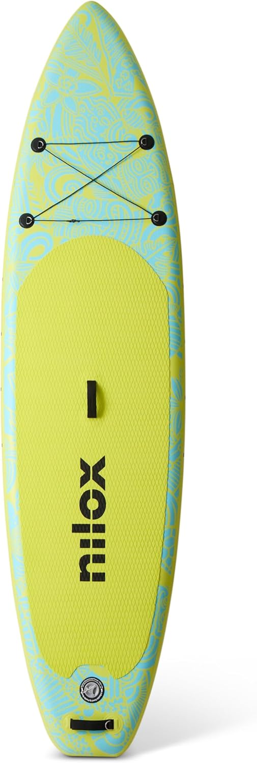 Nilox Tavola Gonfiabile per Stand Up Paddle in PVC, Completa di Accessori con Zaino, Pagaia, Pompa, Leash, 3 Pinne, Tavola da 335 x 84 x 15 cm-Homelyive