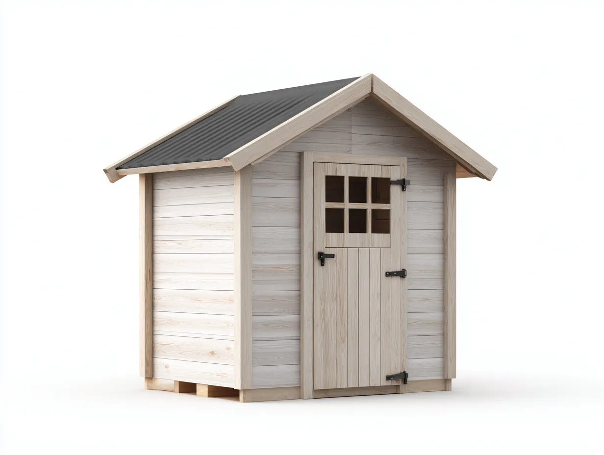 Casetta da giardino in legno 240x180x220 cm - legno naturale chiaro/grigio scuro - per esterno - design funzionale-Homelyive