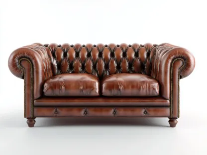 Divano a due posti in vera pelle 155x90x75 cm - marrone - per soggiorno - design classico Chesterfield-Homelyive