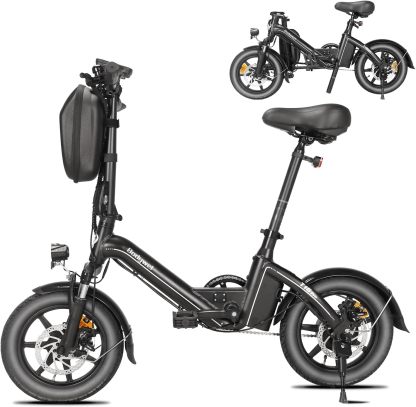 Bodywel T16PRO Bicicletta elettrica pieghevole, 14 polliciE-bike portatile, City EBike con display a LED e pedalata assistita, bicicletta elettrica con batteria da 36V 7.8Ah, freni a doppio disco-Homelyive