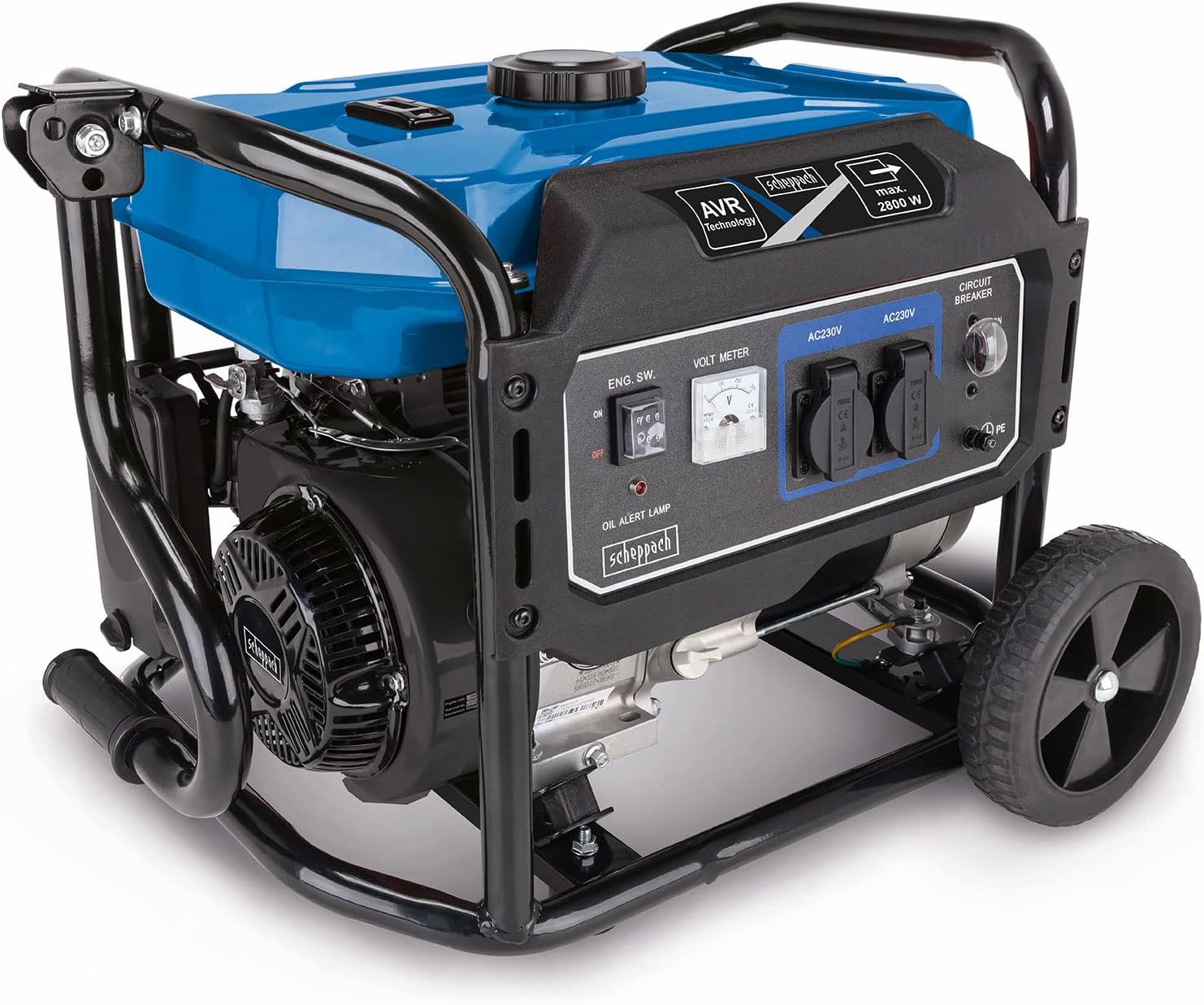 Scheppach SG3200x Generatore di corrente - Generatore di corrente di emergenza 2800W - Potenza 6CVX - Serbatoio 15L - Motore a 4 tempi 212 cm3 - 2 prese 230V - Maniglia e dispositivo di spostamento-Homelyive