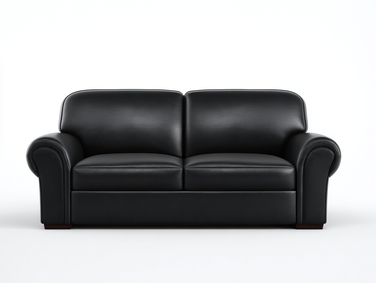 Divano 2 posti - pelle - 160x90x85 cm - nero - per soggiorno - design moderno-Homelyive