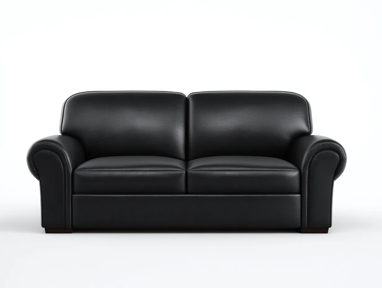 Divano 2 posti - pelle - 160x90x85 cm - nero - per soggiorno - design moderno-Homelyive