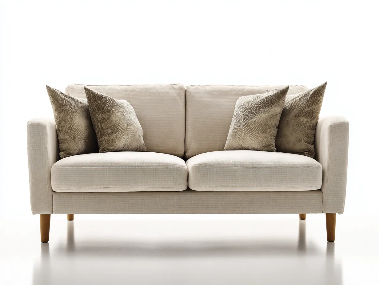 Divano 2 posti - tessuto - 155x85x82 cm - beige - per soggiorno - design moderno-Homelyive