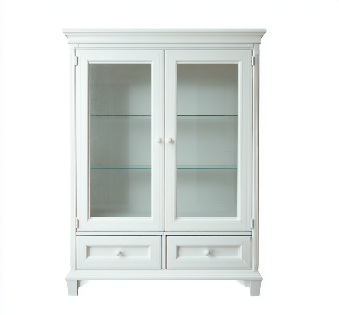 Vetrina - legno e vetro - 90x40x165 cm - bianco - per soggiorno - stile classico-Homelyive