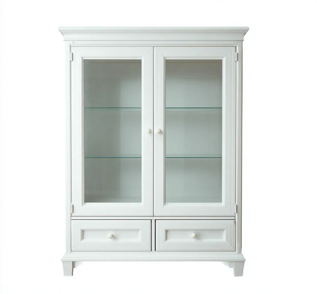 Vetrina - legno e vetro - 90x40x165 cm - bianco - per soggiorno - stile classico-Homelyive