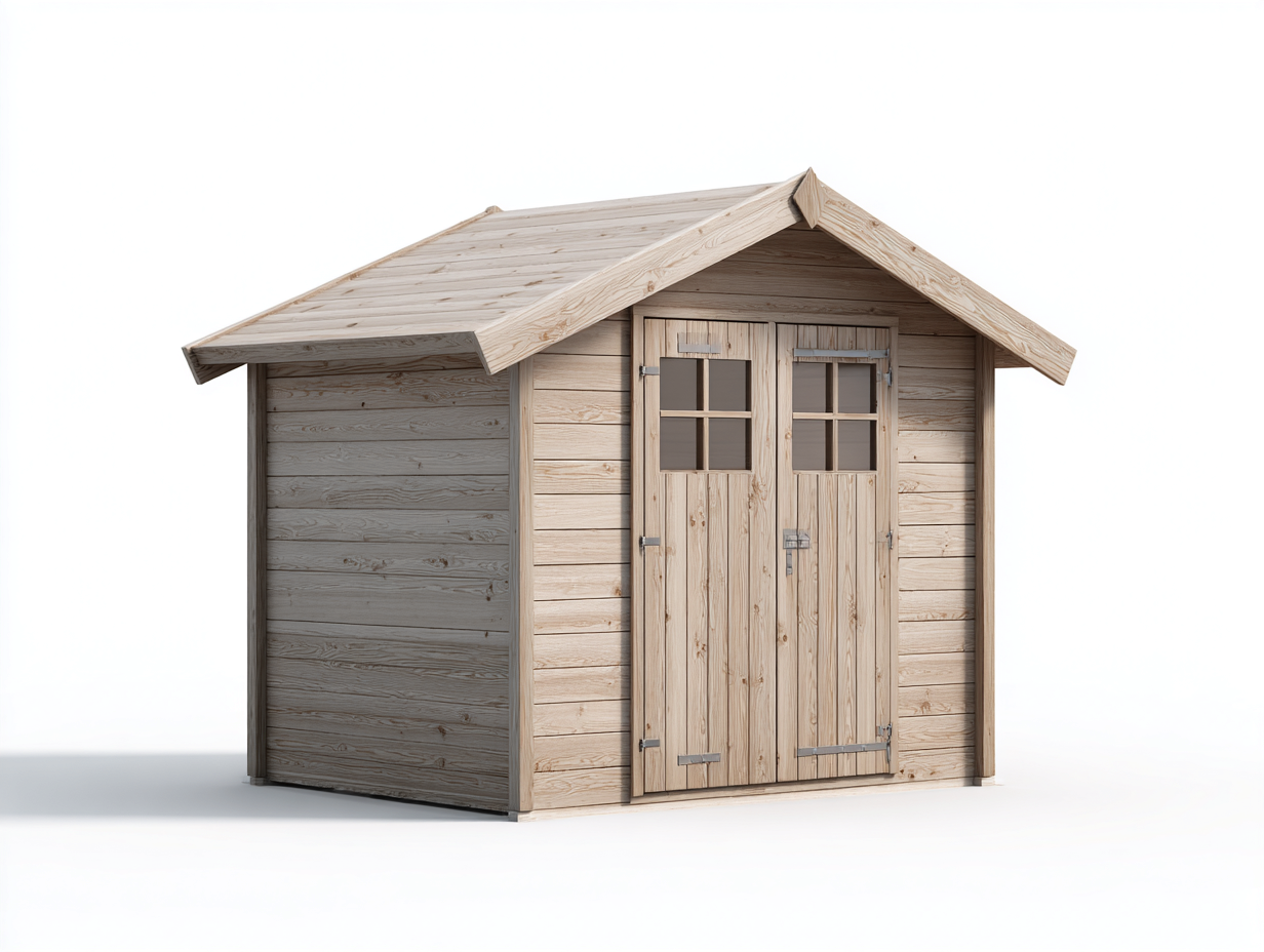 Casetta da giardino in legno 240x170x210 cm - naturale - per esterno - design pratico-Homelyive