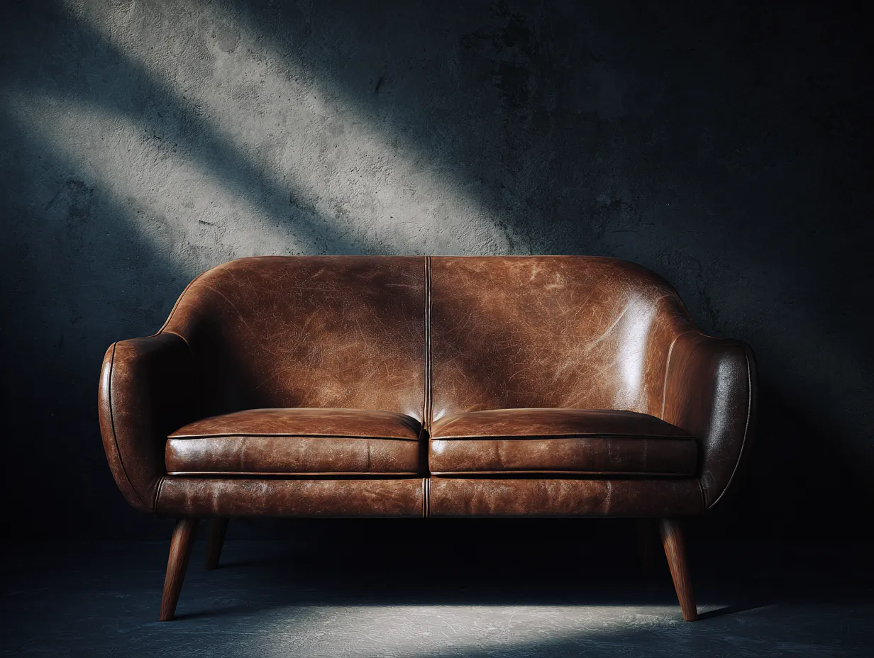 Sofá de 2 plazas tapizado en cuero 162x90x75cm - marrón envejecido - para salón - estilo vintage con asiento acolchado