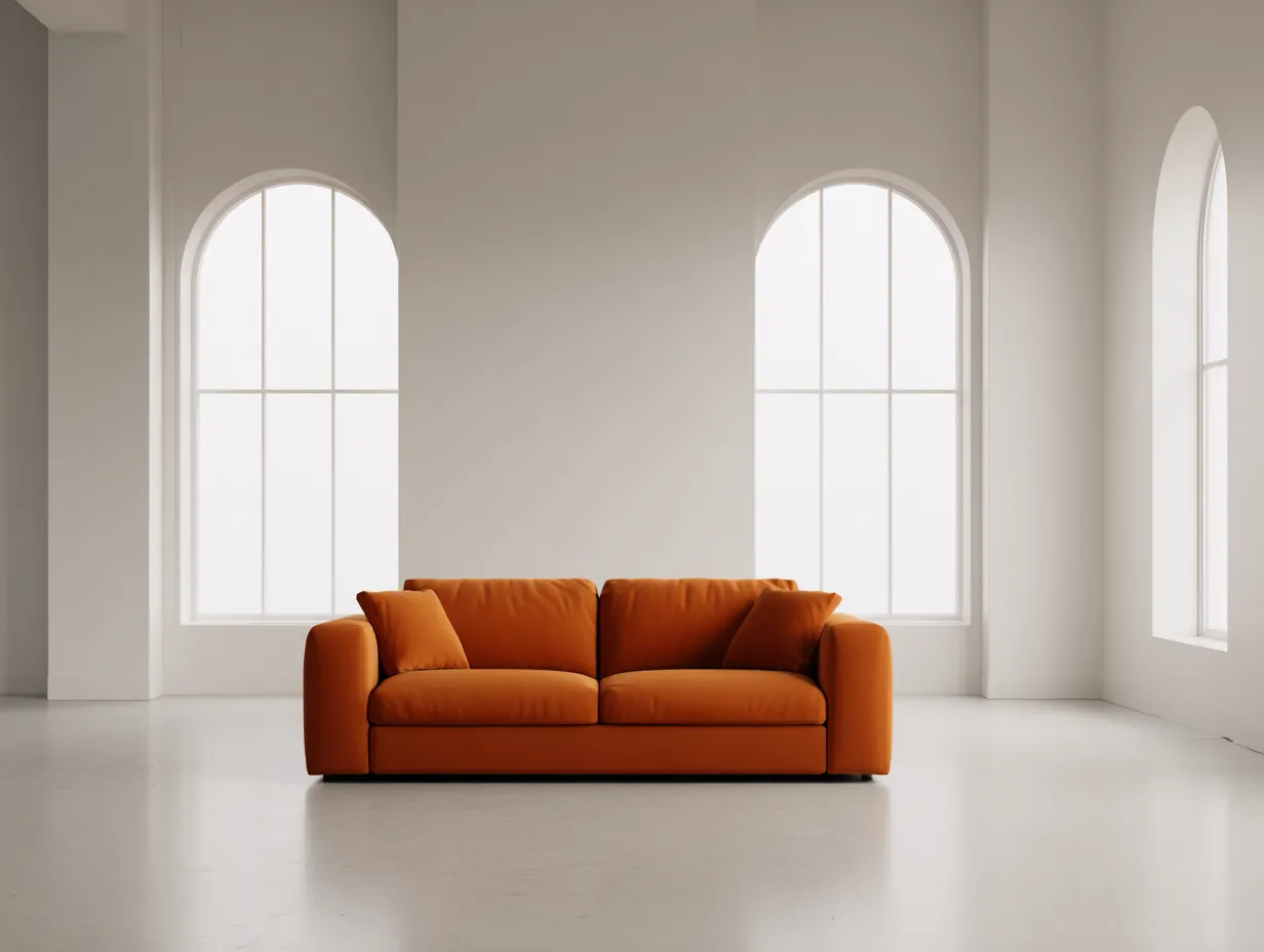 Sofá de 2 plazas tapizado en tela 165x90x75cm - naranja - para salón - diseño moderno con asiento confortable