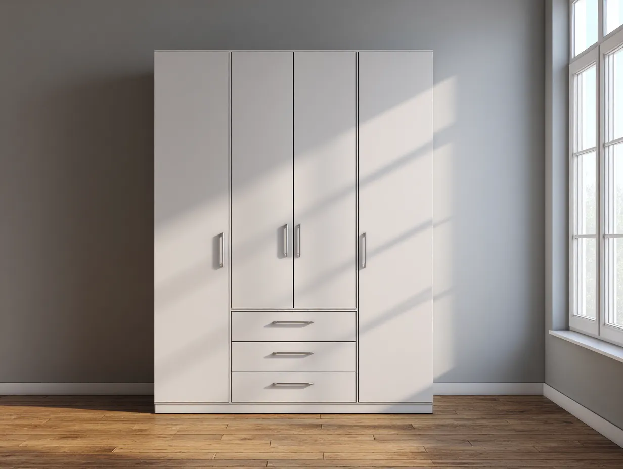 Armario ropero de dormitorio en madera 150x55x200cm - blanco - para dormitorio - diseño moderno con almacenaje integrado