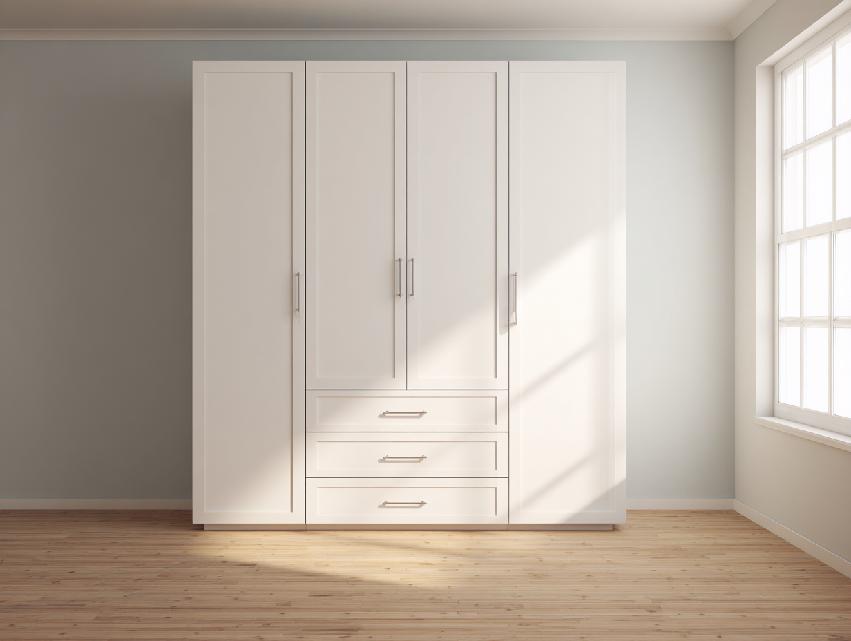 Armario ropero de dormitorio en madera 190x55x210cm - blanco - para dormitorio - diseño clásico moderno con almacenaje integrado