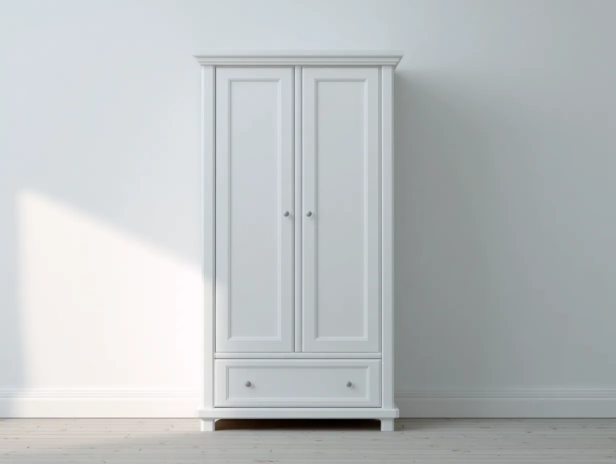 Armario ropero de dormitorio en madera 100x55x190cm - blanco - para dormitorio - diseño clásico con almacenaje integrado