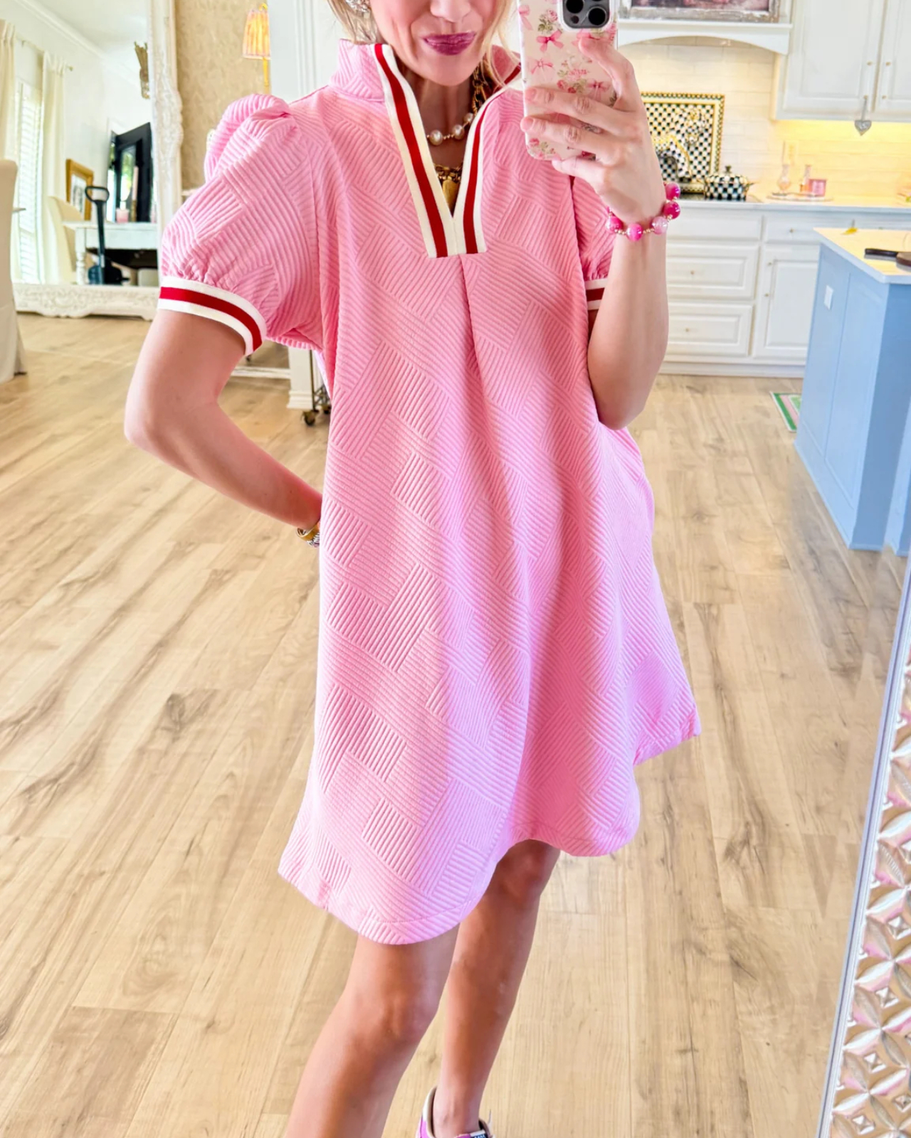 Bubble Pink Textured Mini Dress