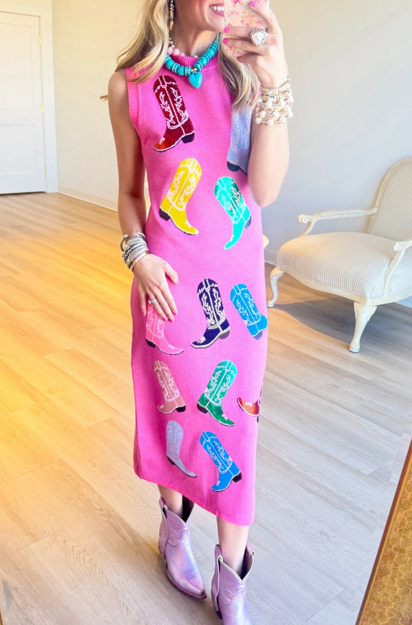 Queen of Sparkle Pink Multi Boot Dress