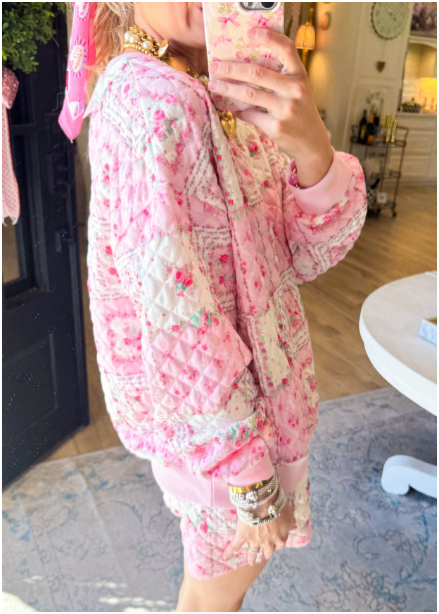 Pink and White Floral Short Set