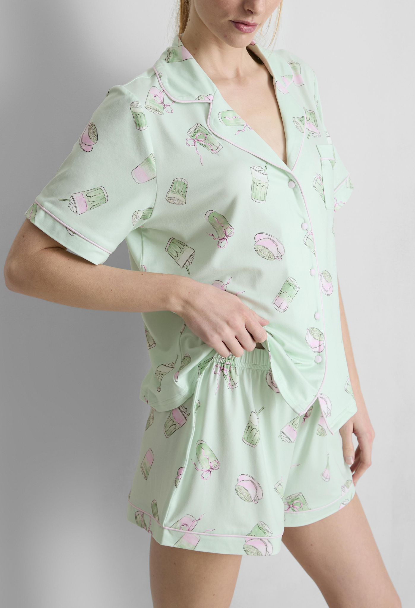Matcha Boyfriend Shorty Pyjamas