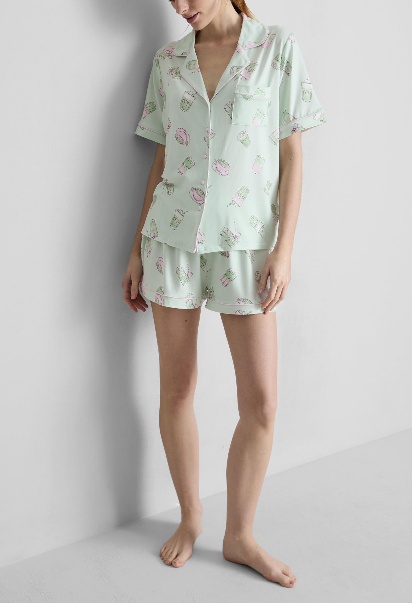 Matcha Boyfriend Shorty Pyjamas