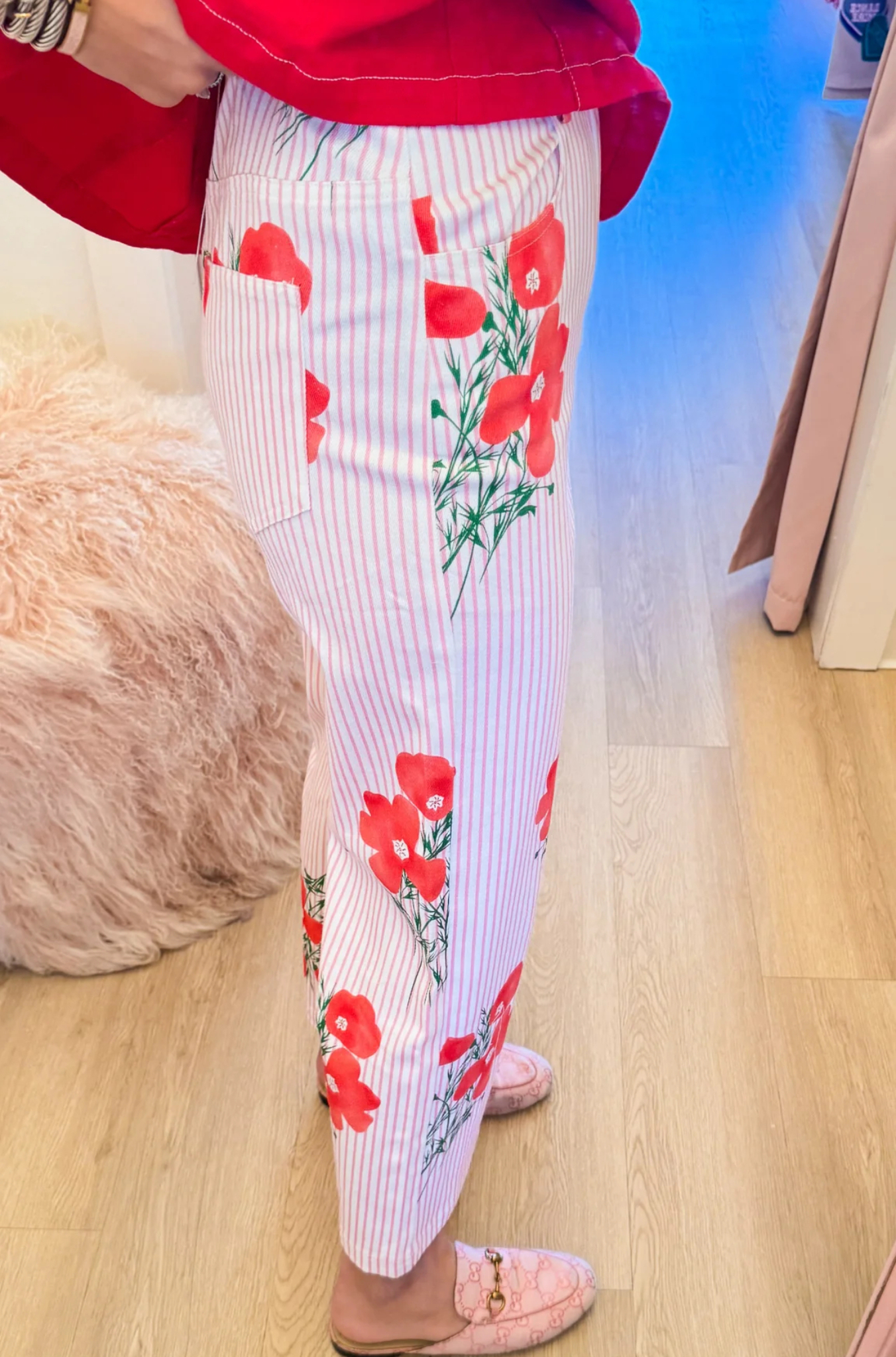 Pink Stripe Floral Pants